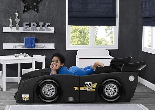Miniatura 2 de Delta Children Grand Prix Race Car - Cama para niños pequeños e individual, colchón individual de espuma viscoelástica negro de 6 pulgadas Snooze