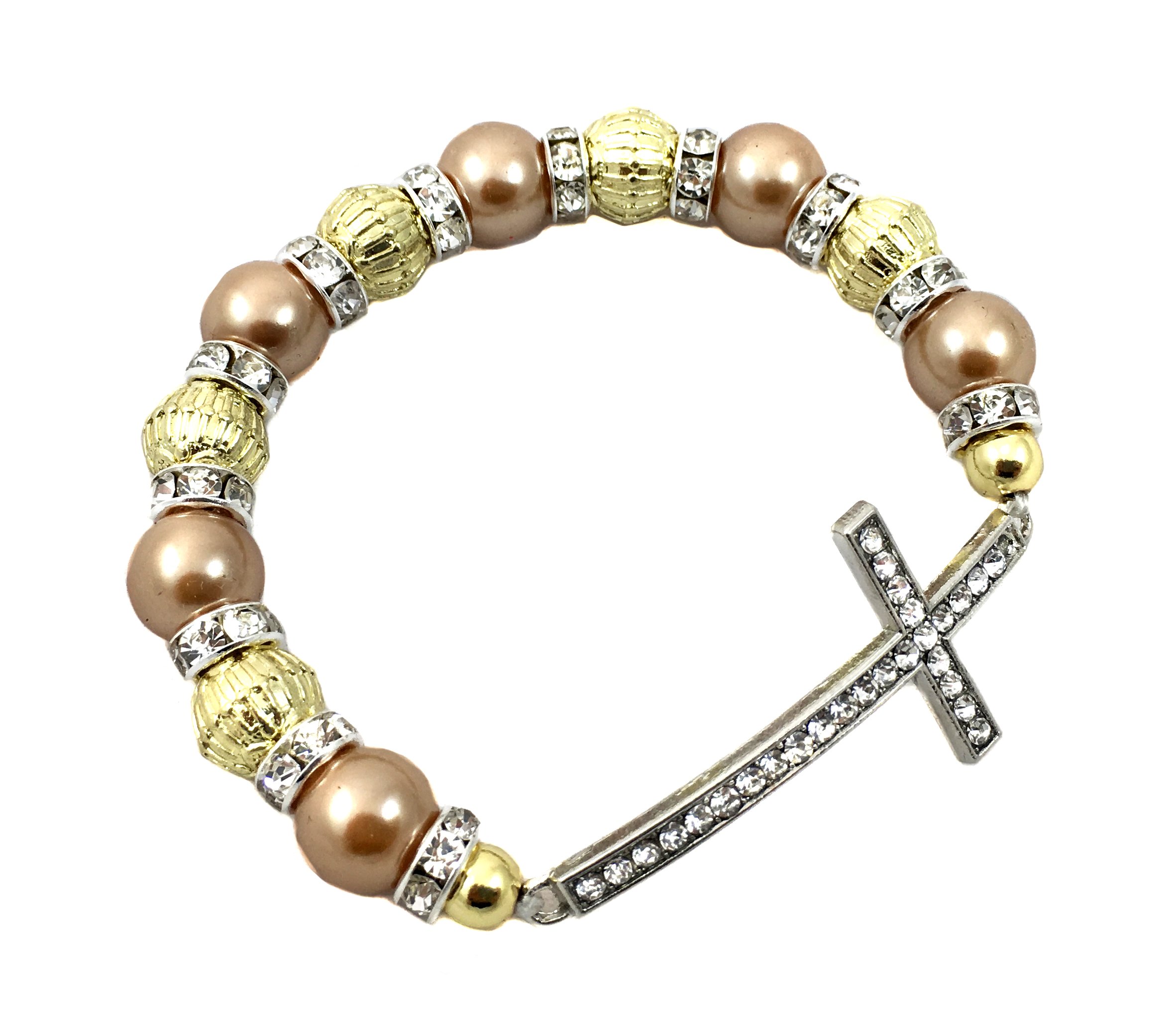 Sideways Curved Cross Stretch Bracelet