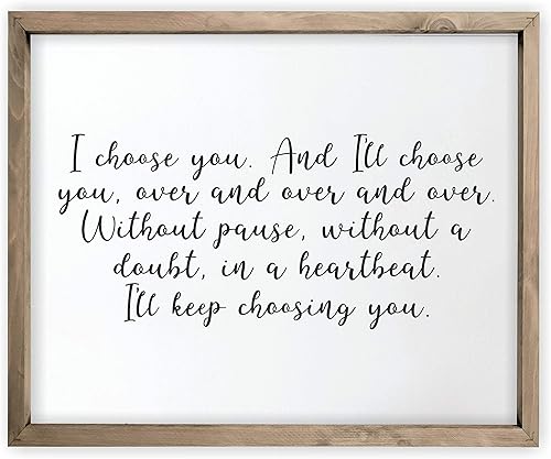 Letrero de pared de madera rústica enmarcado con texto en inglés "I Choose You" (12 x 15 pulgadas)