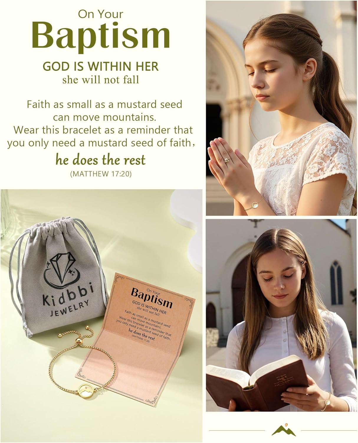 Gold Mustard Seed Bracelet Baptism Confirmation Catholic Christian Easter Gifts for Teen Girls Kids Women - Image 5