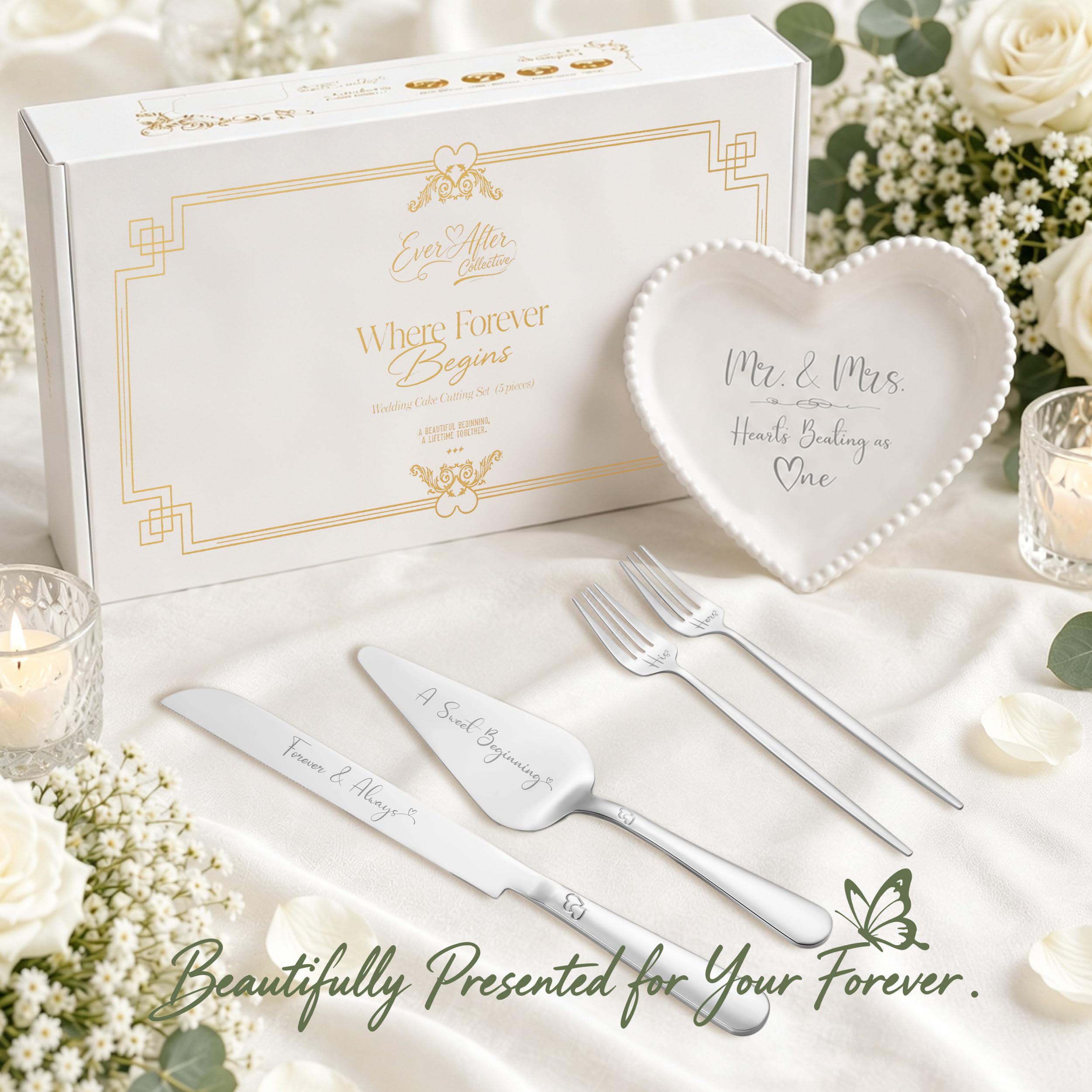 Wedding Cake Cutting Set - 5 Piece Stainless Steel -3
