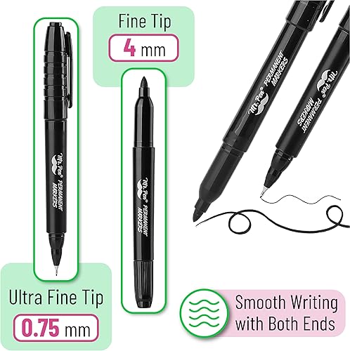 Miniatura 3 de Mr. Pen - Marcadores permanentes de doble punta, paquete de 12, negro, punta fina y ultra fina