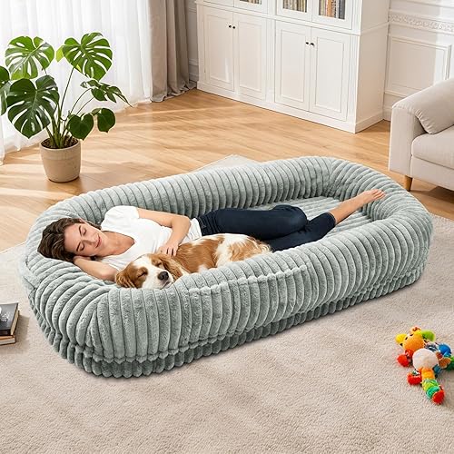 Miniatura 11 de Cama humana para perros adultos, cama humana extragrande de 70 x 38 x 10 pulgadas, cama ortopédica lavable para perros XL con espuma viscoelástica