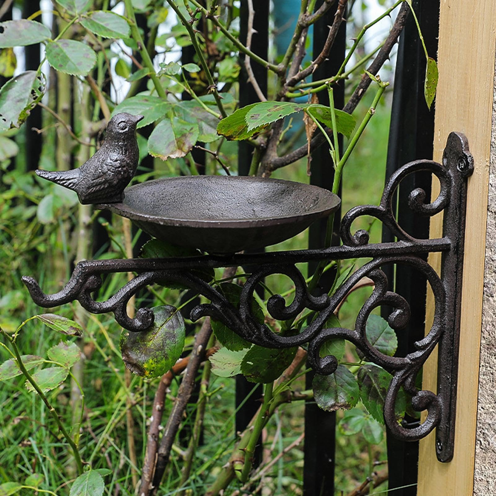 Metalowy karmnik dla ptaków Naścienna miska na pokarm vintage | Karmnik Wiszący Na Balkon Z Kąpielą Dla Ptaków Do Ogrodu, Ścieżki, Podwórka, Patio, Trawnika, Podjazdu, Ganku, Okna, Donicy,