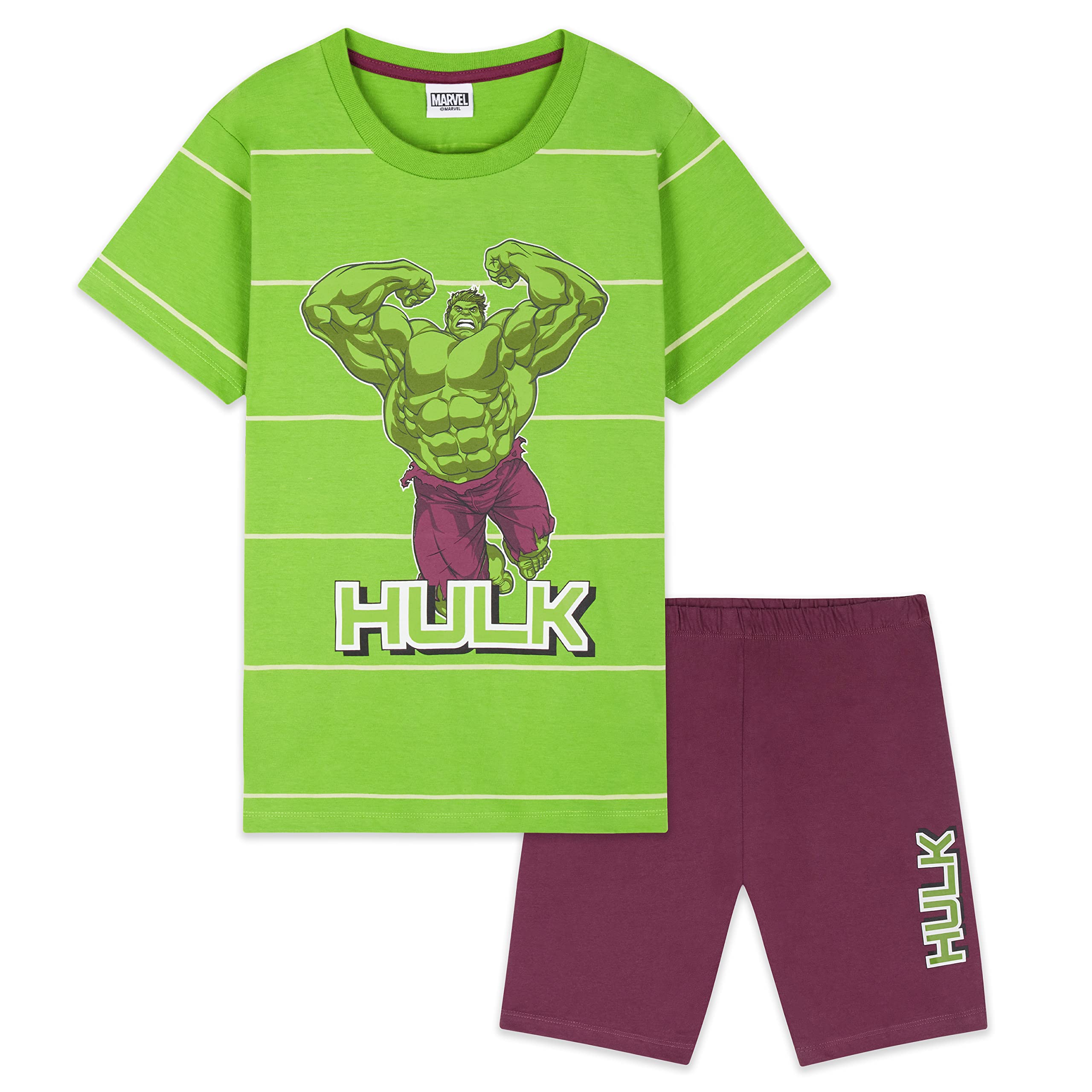 Marvel Pijama Niño Verano, Conjunto Pijama Niño Corto Merchandising Oficial Regalos para Niños y Adolescentes Edad 3-14 Años Spiderman Hulk Capitán América