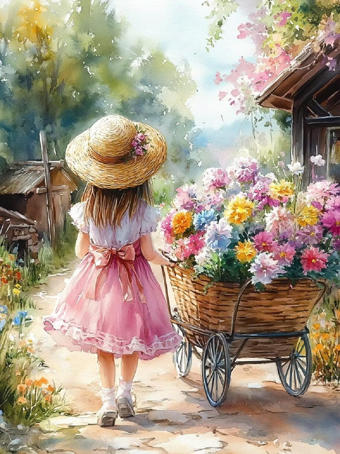 Mädchen Diamond Painting Erwachsene für Bastelset Kinder ab 6 Jahre, 5D Amazon Diamond Painting Viereckige Steine Blumen, DIY Full Diamant Set für Wanddeko Hauswand Festival Geschenke 70x90cm C3-690