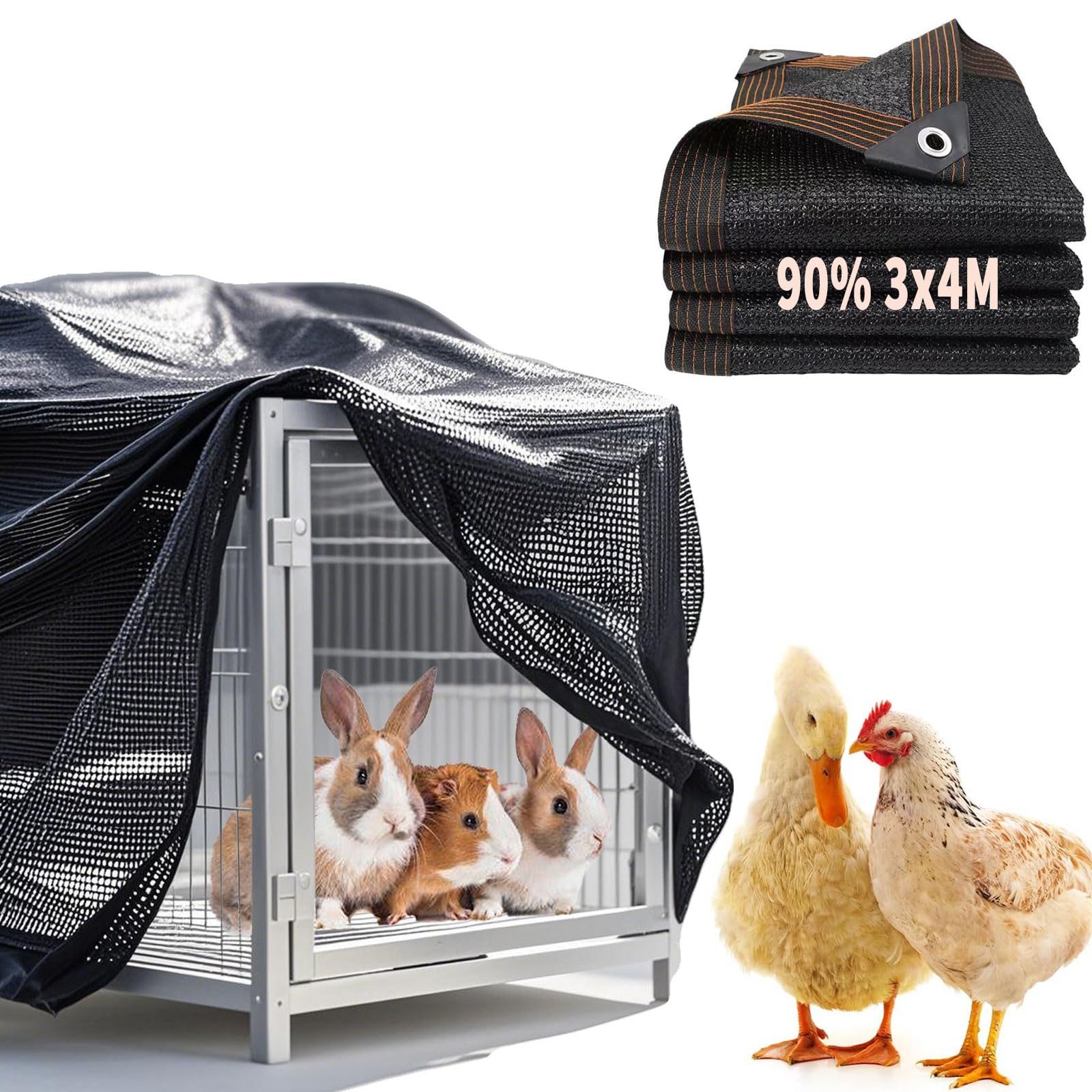 Oncpcare Cubierta de jaula de conejo de 3 x 4 m para exteriores, protección UV 90 % para protección de jaula de mascotas, cubierta de gallinero para conejo, pollo, pato, gato, perro y otros animales