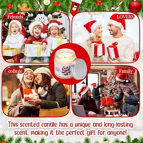Miniatura 7 de MTLEE 6 velas de Navidad con aroma de soja de Feliz Navidad, tarros perfumados para Navidad, árbol de invierno, regalos de agradecimiento a