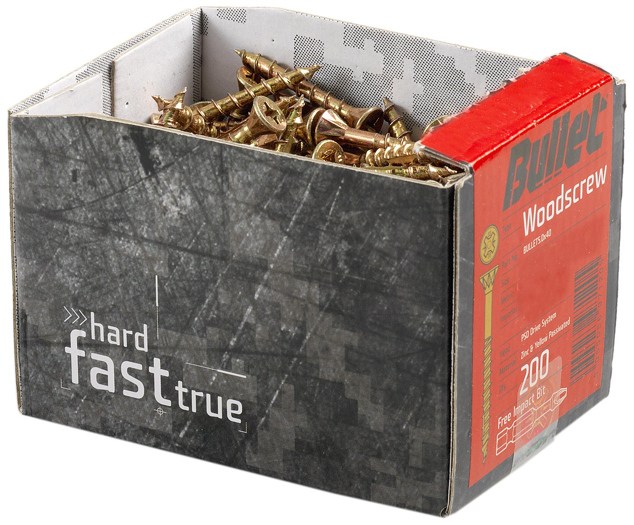 Bullet 4.0 x 70mm Wood Screw (160 Pieces), Zinc & Yellow (Gold), 4mm x 70mm