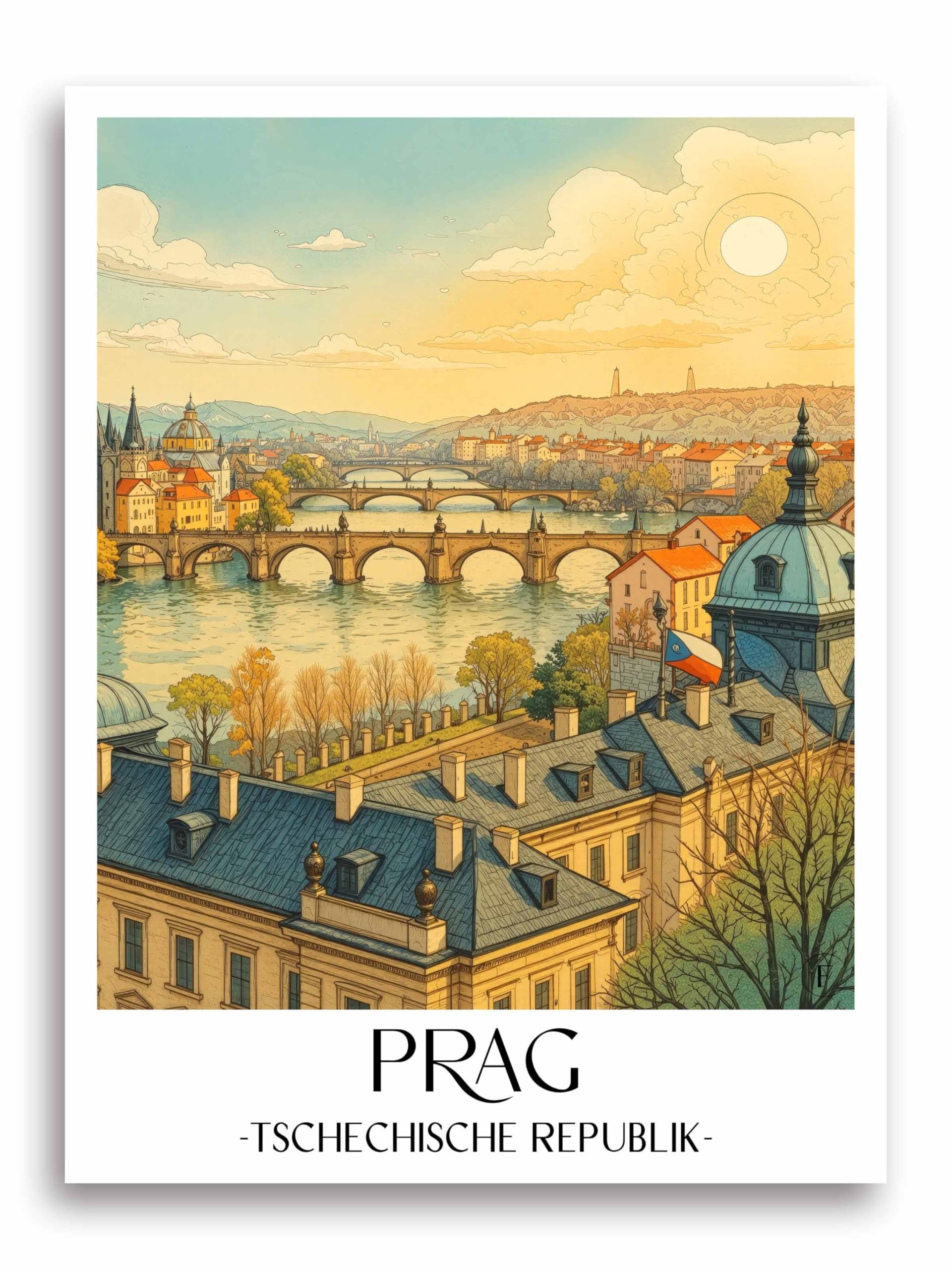 Poster ville de Prague déco salon moderne affiche voyage pour chambre