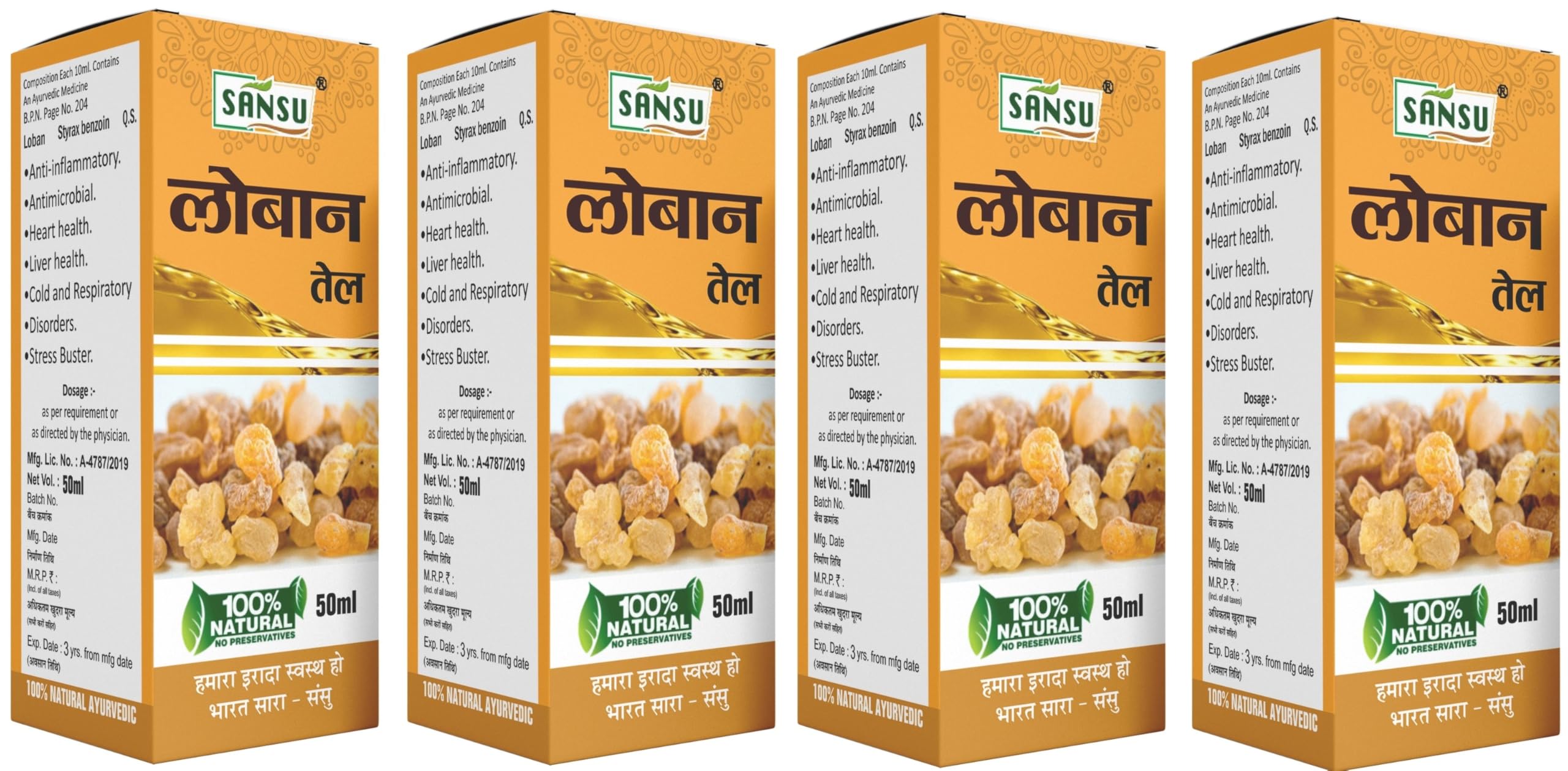 Sansu Laban Oil 50ml (Pack of 4) 100% Pure & Natural | Herbal oil.-image-21
