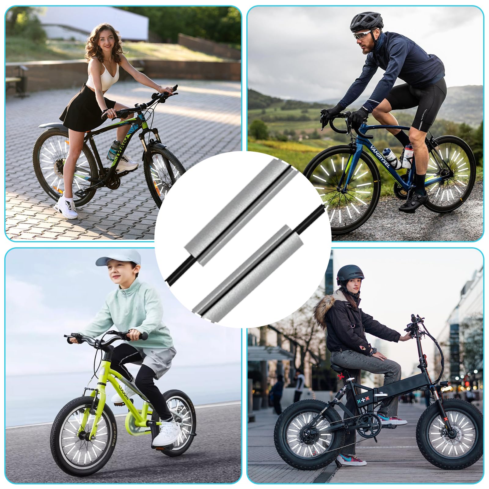 Szprychy Reflektory Rowerowe 96 szt., Szprychy Obejmuje dla odbicia 360°, Alternatywa dla Katadiopterów rowerowych, akcesoria rowerowe dla dzieci, kompatybilne ze wszystkimi standardowymi rowerami
