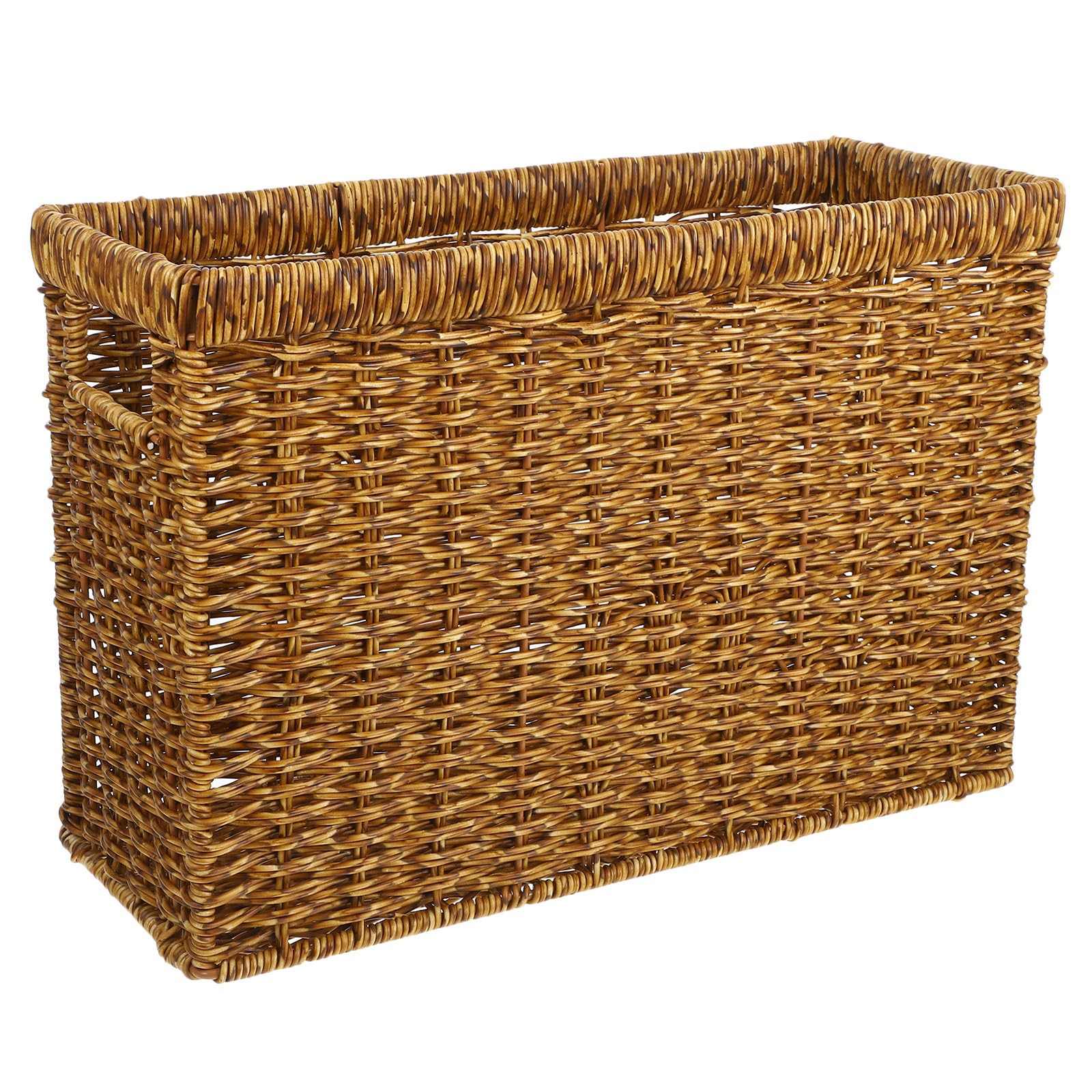 DOITOOL Cesta de Almacenamiento Tejida con Asa, Cesta Organizadora para Escritorio y Hogar, Contenedor de Ratán Plástico Bicolor, Adecuado para Oficina, Dormitorio y Sala de Estar,