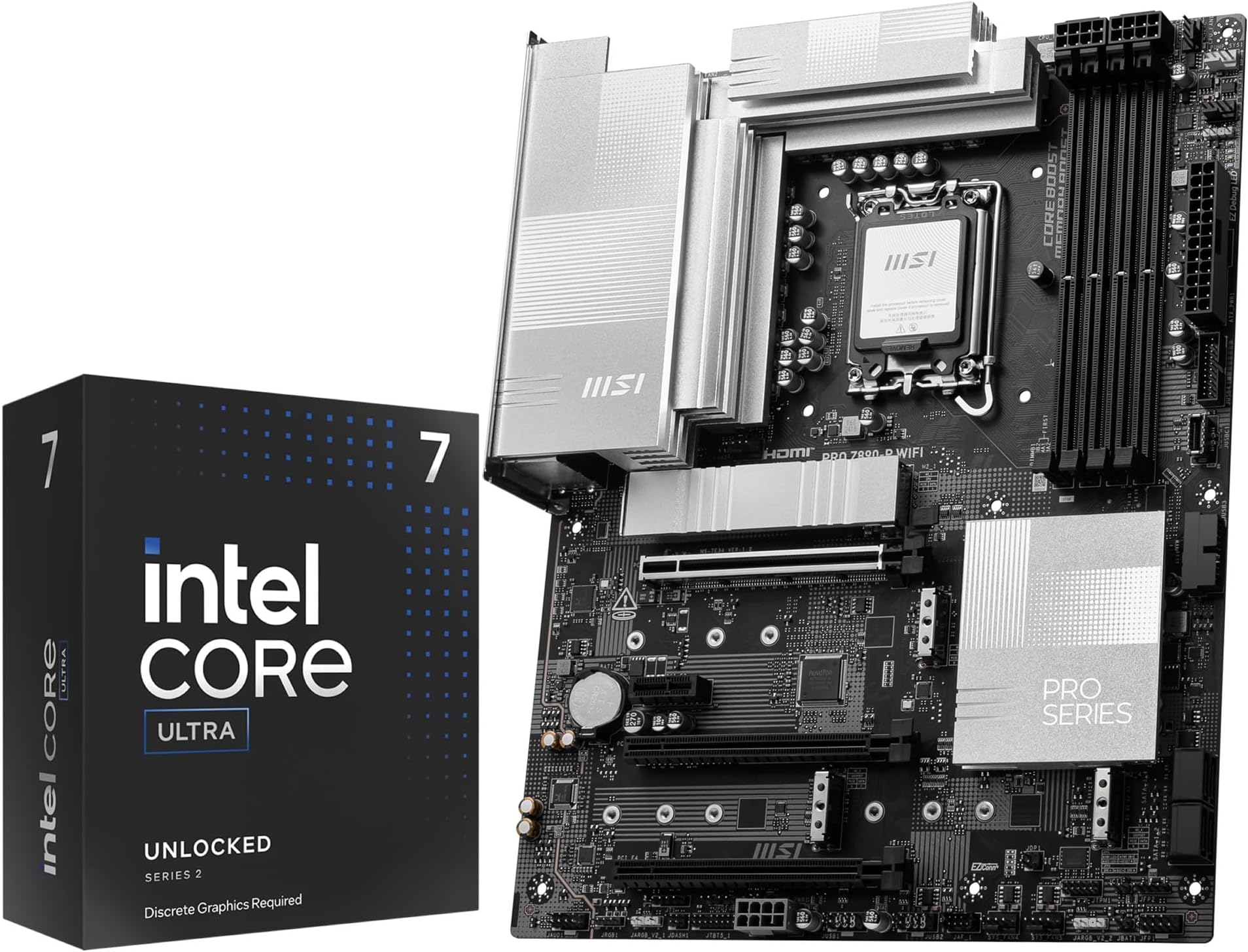 CPU Motherboard Combo - Intel Ultra 7 265KF 20-Cores Unlocked Desktop Processor with PRO Z890-P WiFi ProSeries LGA 1851 ATX Motherboard