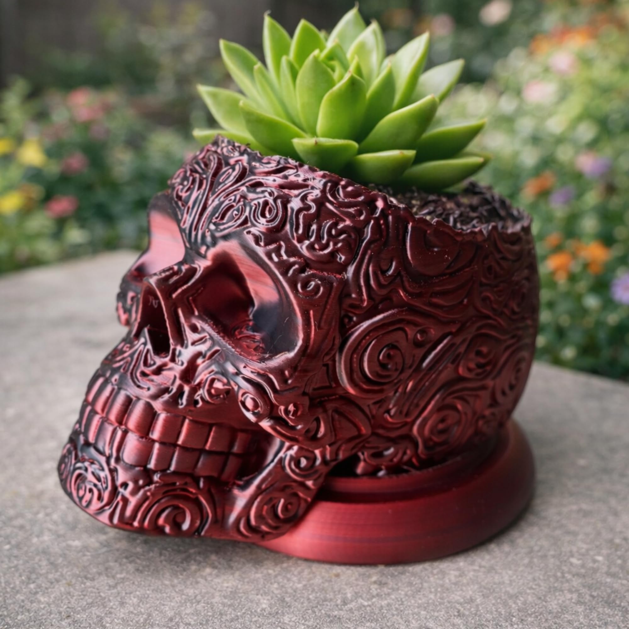 Blood Venom Skull Planter – Red Gothic Succulent Plant Pot, Decorative Skull Flower Pot for Cactus & Succulents, Unique Gothic Home Decor, 3D Printed Indoor Plant Holder