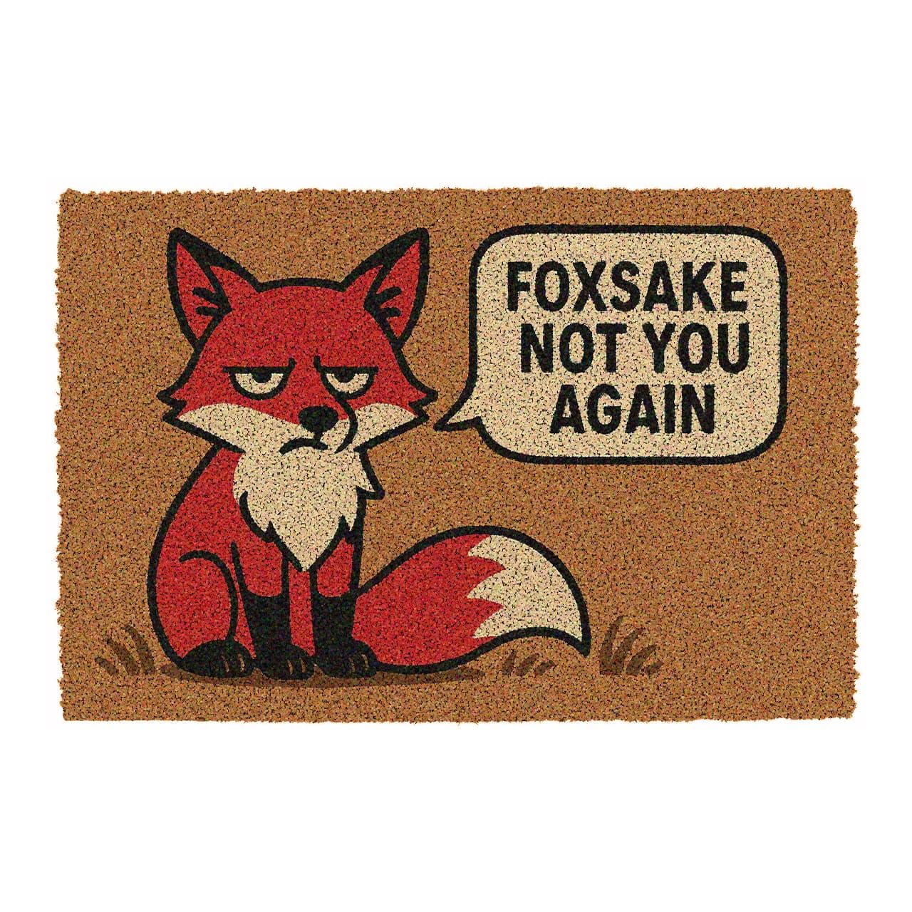 CKB LTD Foxsake Not You Again V2 Fox Themed Novelty Doormat Unique Joke Doormats Front Back Door Mats Made with a Non-slip PVC Backing, Natural Coir, Indoor Outdoor Size 60 x 40cm