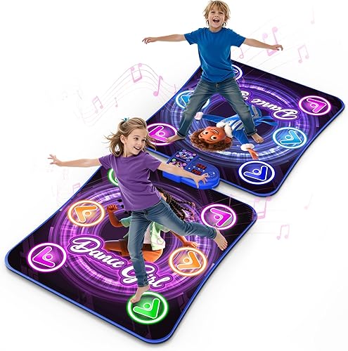 ANNKIE Juguetes de alfombra de baile para niños de 3 a 12 años, almohadilla de baile de 2 jugadores para niños con 12 botones iluminados, juguete de
