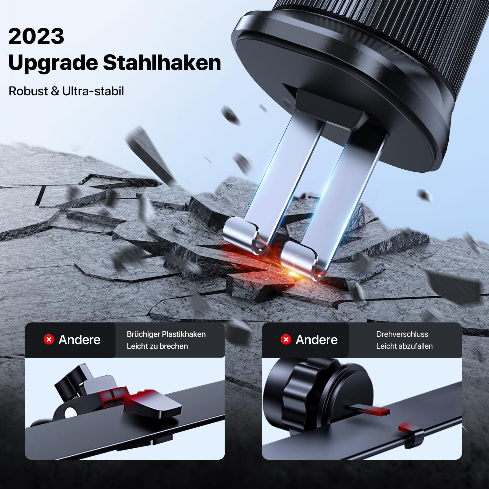 Miracase Handyhalterung Auto【2026 Upgrade Version mit Doppelhaken】 360° Drehbare rutschfeste Handyhalterung Auto Lüftung, Hochstabile Smartphone Auto Halterung für iPhone Samsung Huawei usw