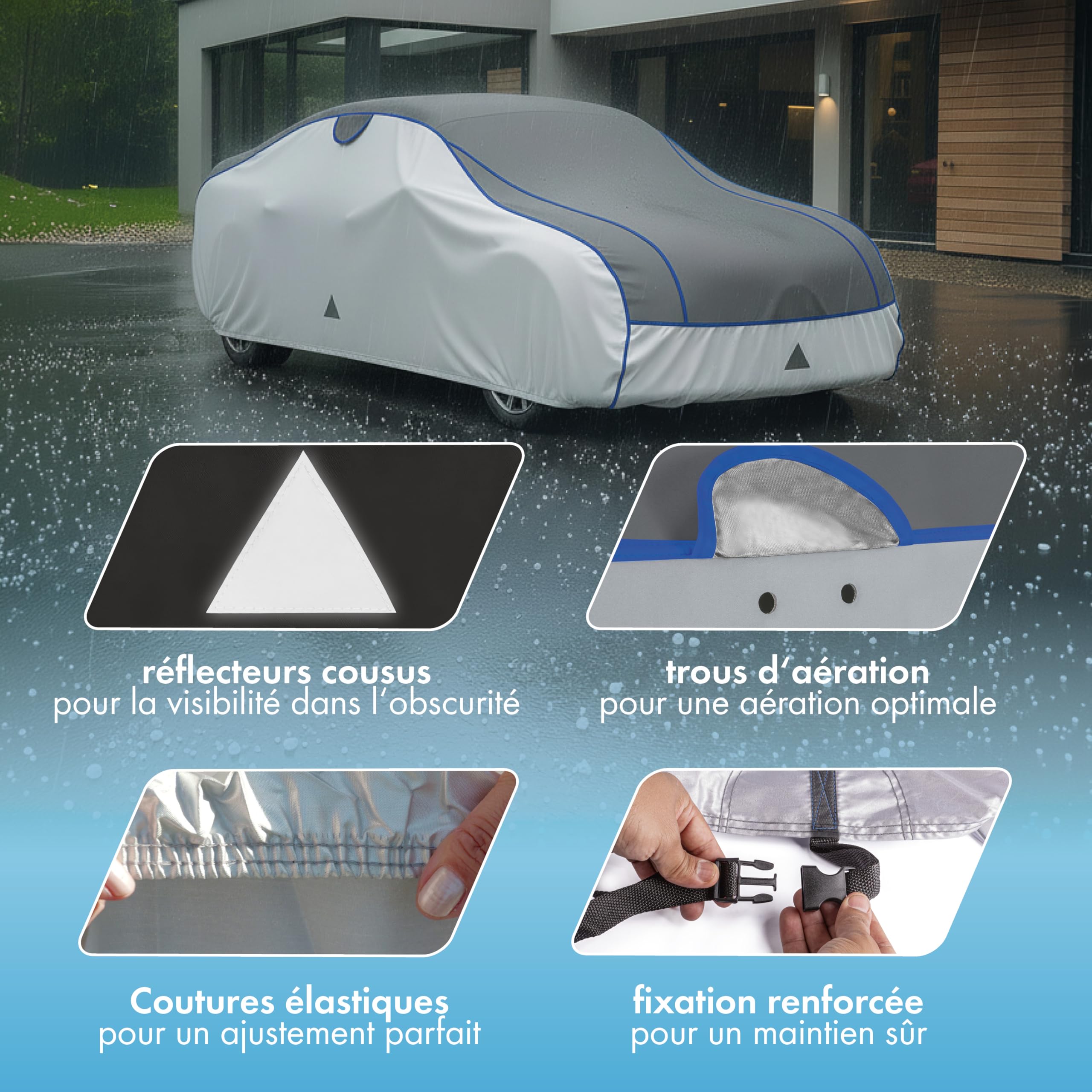 WALSER Housse de Protection Anti-grêle Voiture, bâche Anti-grêle, Housse de Voiture déperlante, Protection complète extérieure, revêtement Auto, bâche véhicule Auto L Longueur Max. 426-525 cm