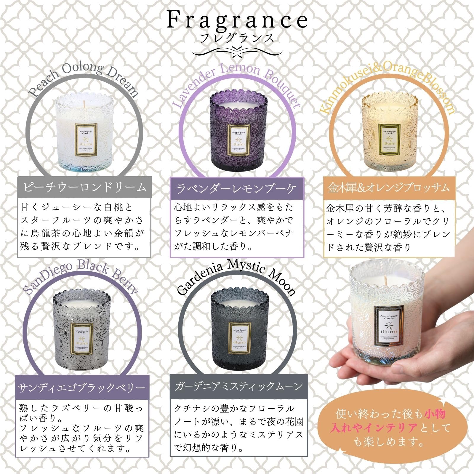 Amazon.co.jp: illumi アロマキャンドル ソイワックス (サンディエゴ