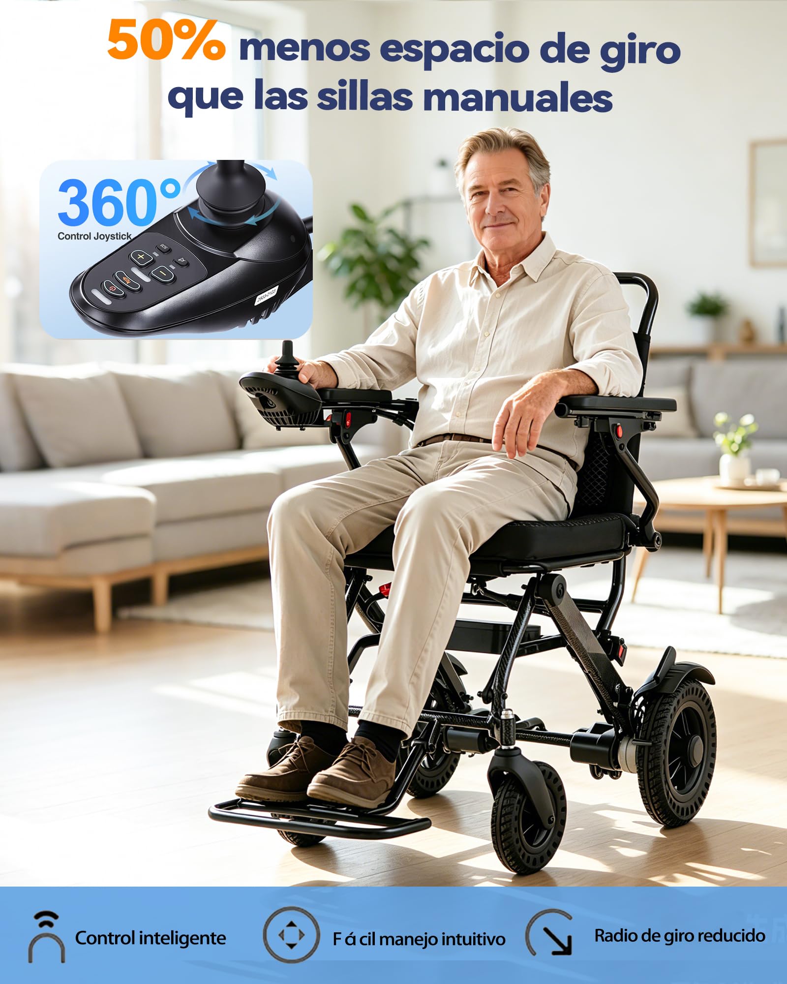 Silla de ruedas eléctrica ultraligera para adultos, marco de aluminio, almohadilla suave extraíble, todo terreno, plegable, silla de ruedas eléctrica para ancianos, silla de ruedas eléctrica adecuada
