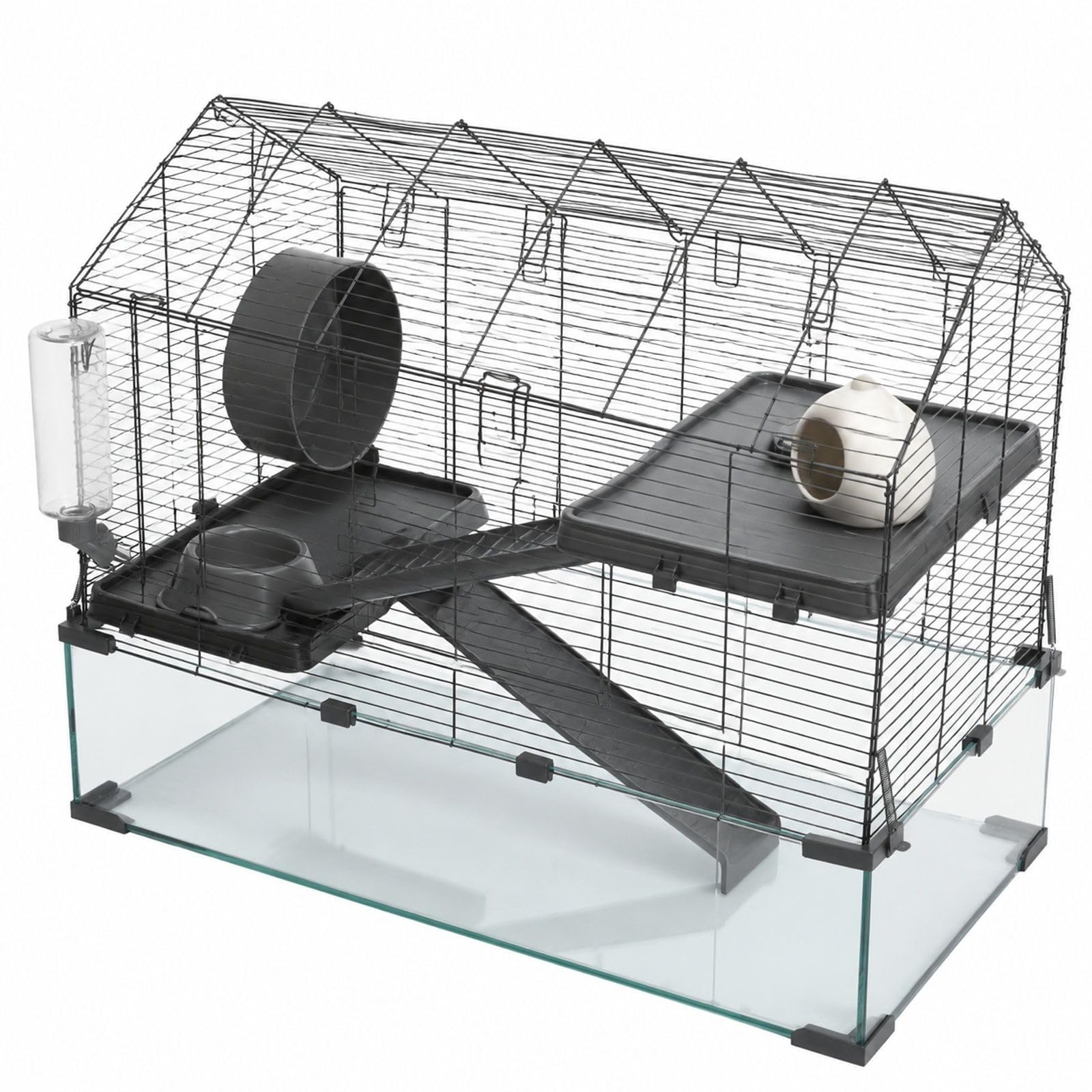 Hamsterkäfig aus Draht mit transparenten Wänden für Nager, Mäuse und Rennmäuse