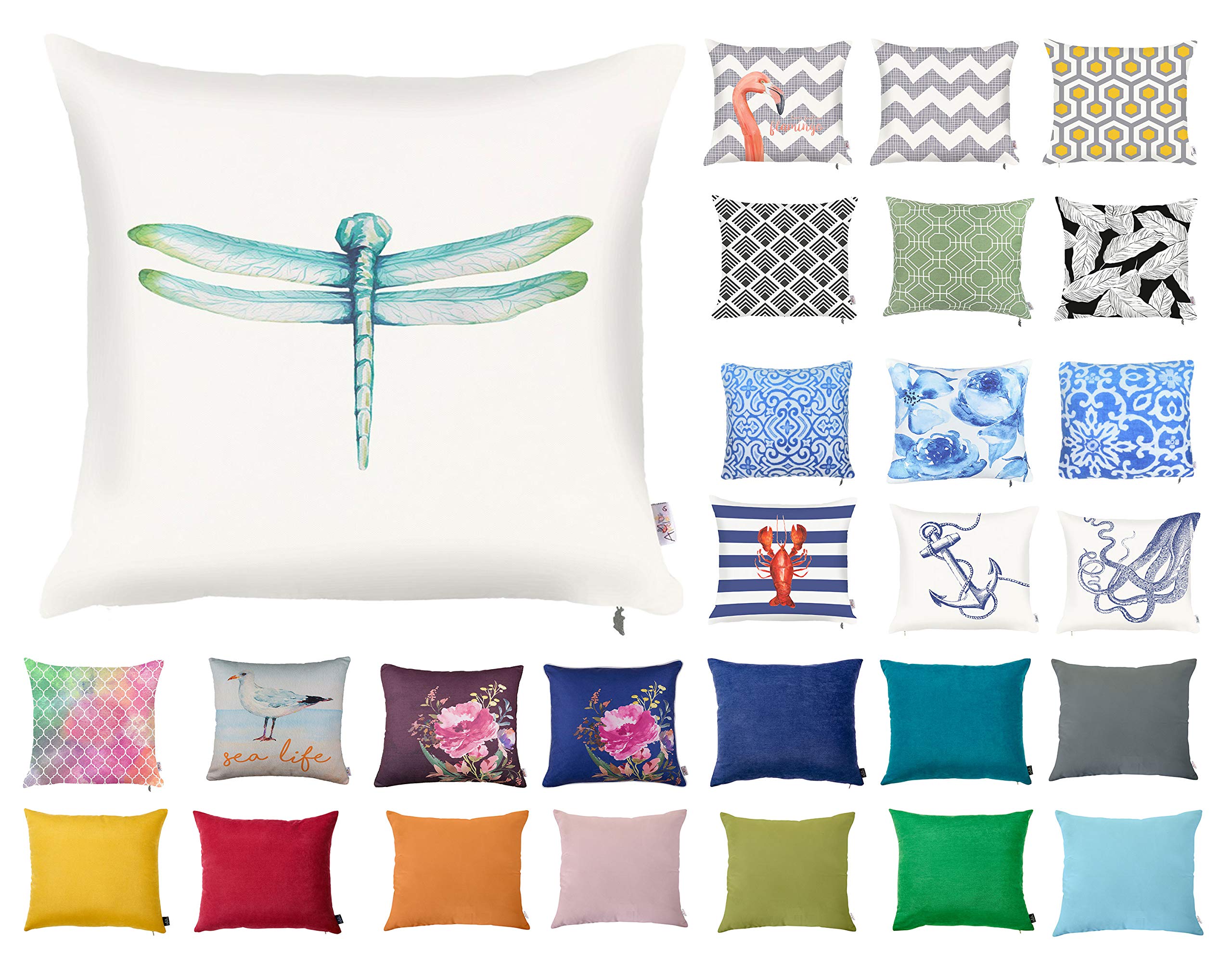Tropik Home Decorative Square Pillow Case Throw Cushion Cover for Sofa Bedroom with Invisible Zipper, 45x45cm (18x18) Dragon Fly