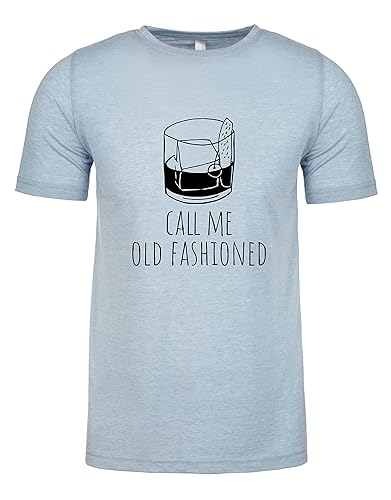 Call Me Old Fashioned, Graphic Men's Tee, Funny T Shirt, Shirts with Sayings, Stonewash Blue or Sage (XL, Stonewash Blue)