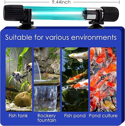 Miniatura 7 de Luz limpia para acuario, luz sumergible de 11 W con tarjeta de prueba UV, lámpara limpia de agua verde transparente impermeable para tanque de