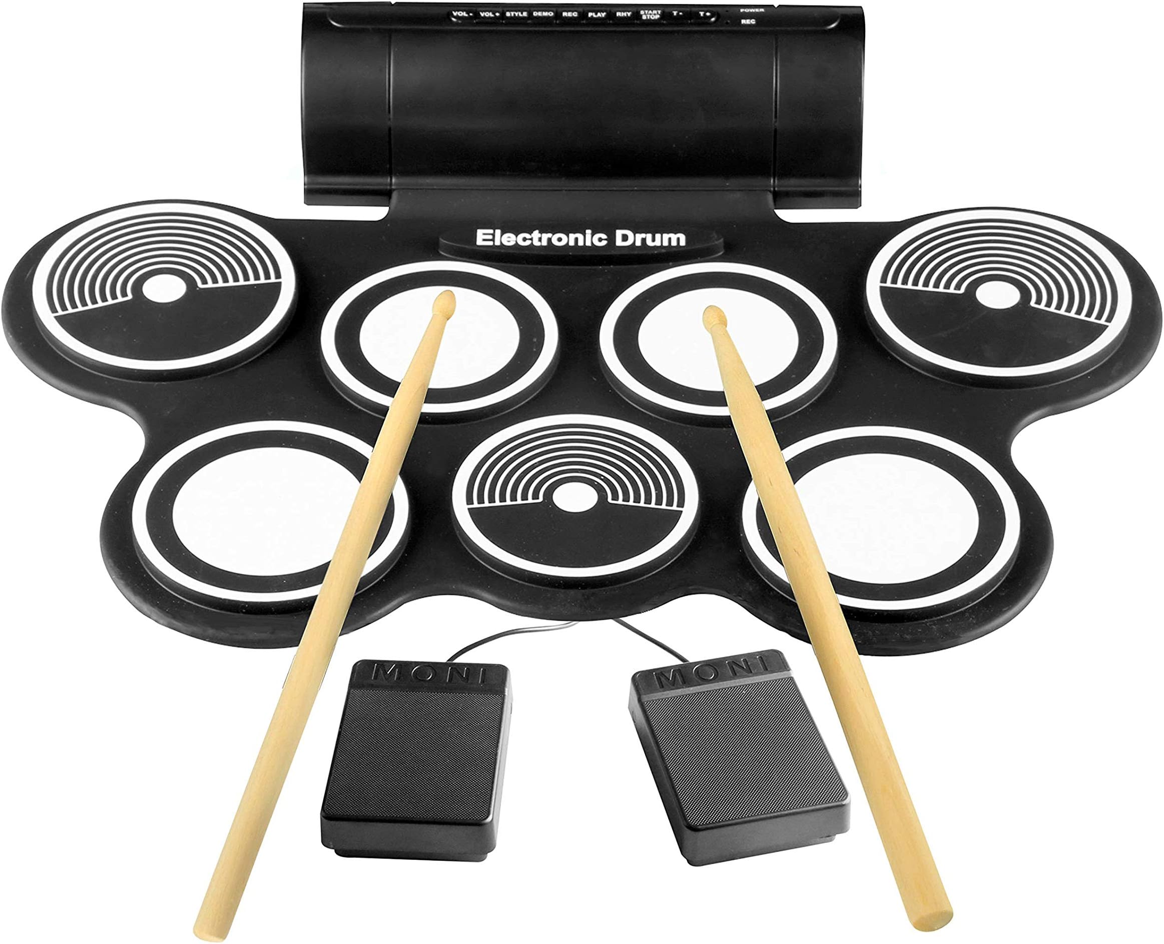 Pyle Electronic Roll Up MIDI Drum Pads & Foot Pedals Kit With Electric Kits & Songs (PTEDRL14)