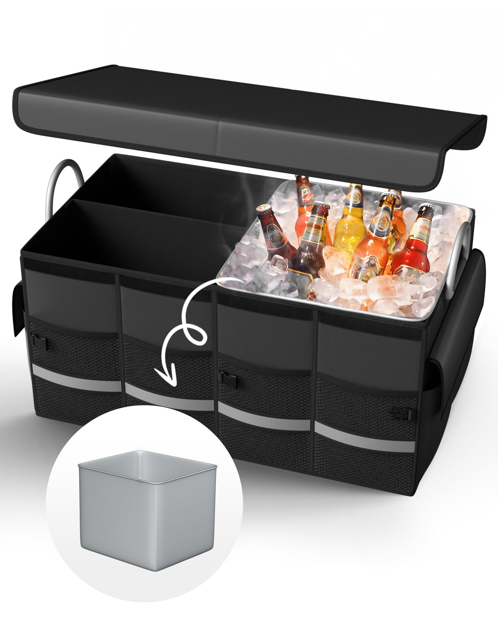 Car Trunk Organizer,Collapsible Car Organizer, Trunk Organizer for SUV & Truck Storage for Car Accessories for Women Men, Sturdy Side Walls, Car Large Capacity Car Organizer.23.63" × 11.85" × 13.74"