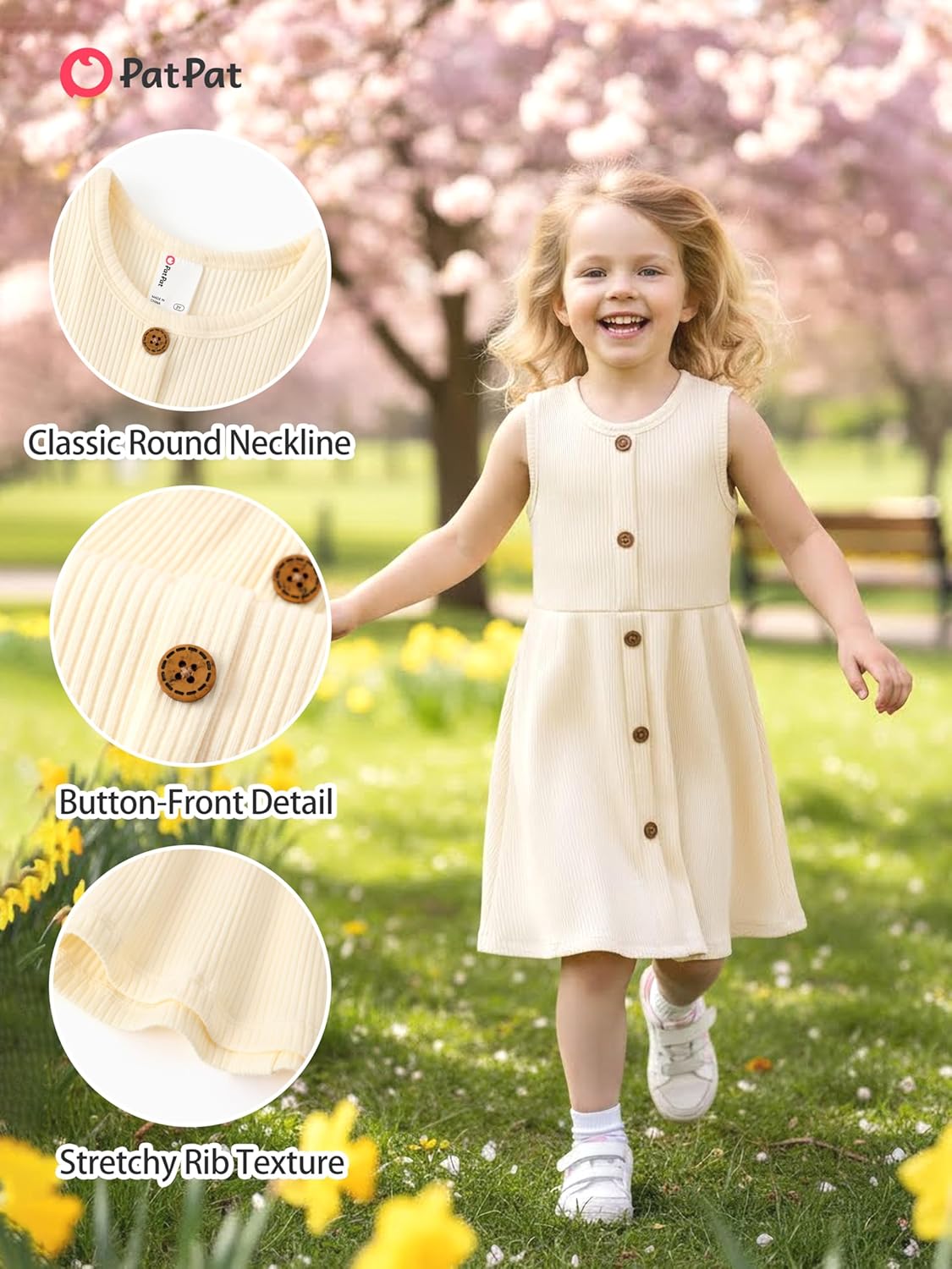 PATPAT Baby & Toddler Girl Ribbed Knit Cotton Dress – Versatile Sleeveless Summer Tank & Long Sleeve Fall Dress, Sizes 3M–6Y - Image 13