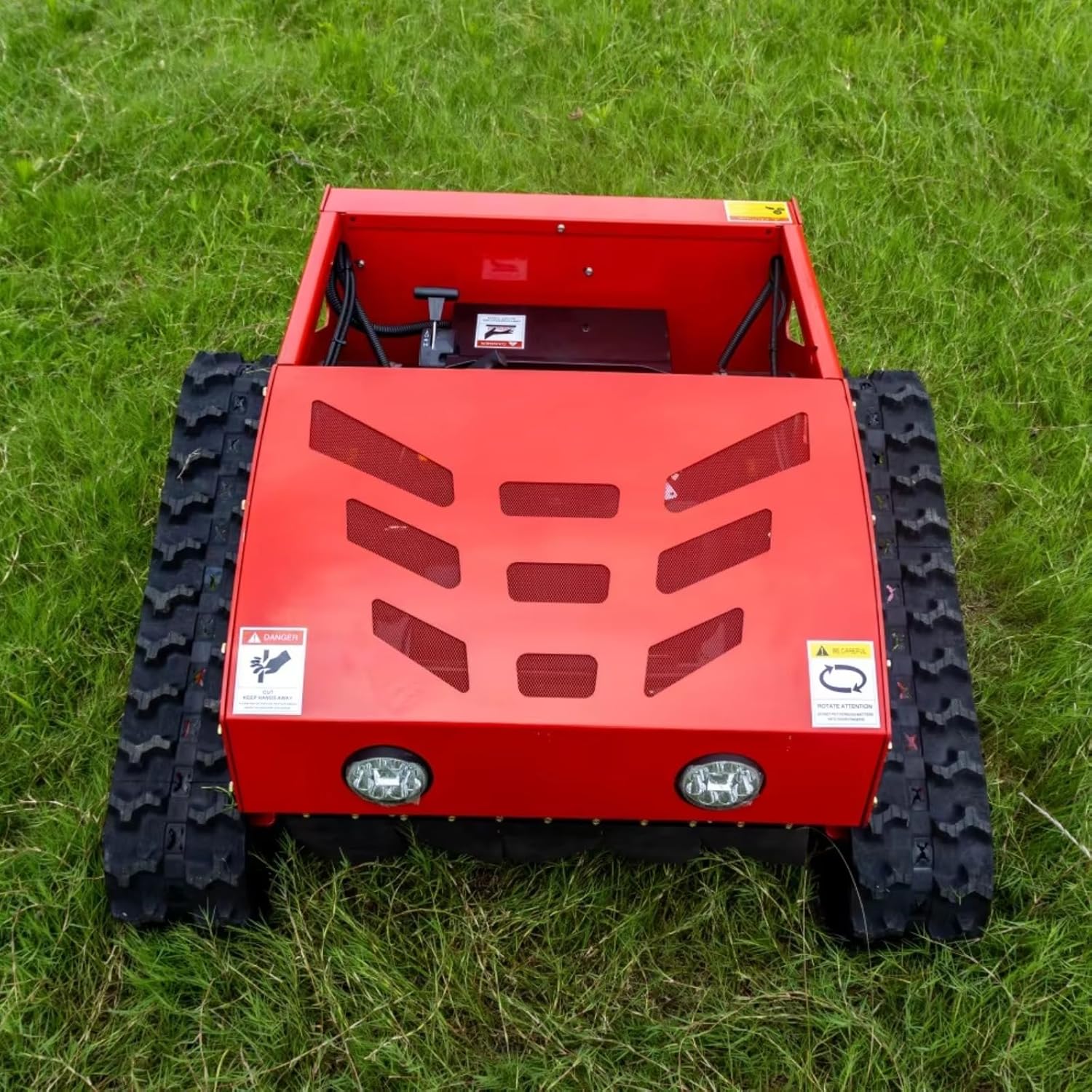 Remote Control Tracked Lawn Mower All Terrain Grass Cutter Stable Operation for Steep Slope Large Yard Garden Maintenance