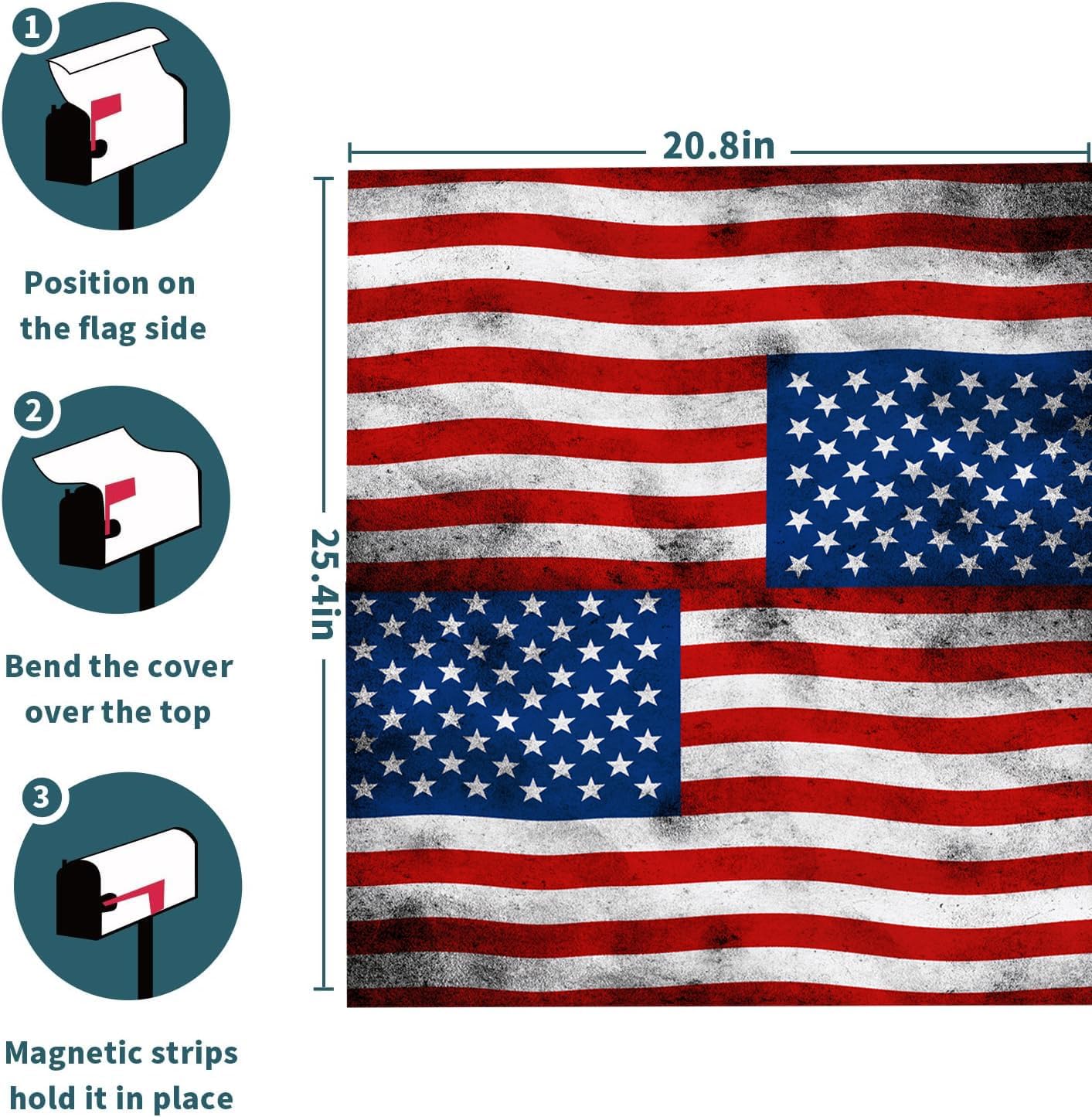 July 4Th Independence Day US American Flag Welcome Magnetic Mailbox Post Box Cover Wraps Makover MailWrap Garden Home Decor Standard Size 21 x 18 Inch