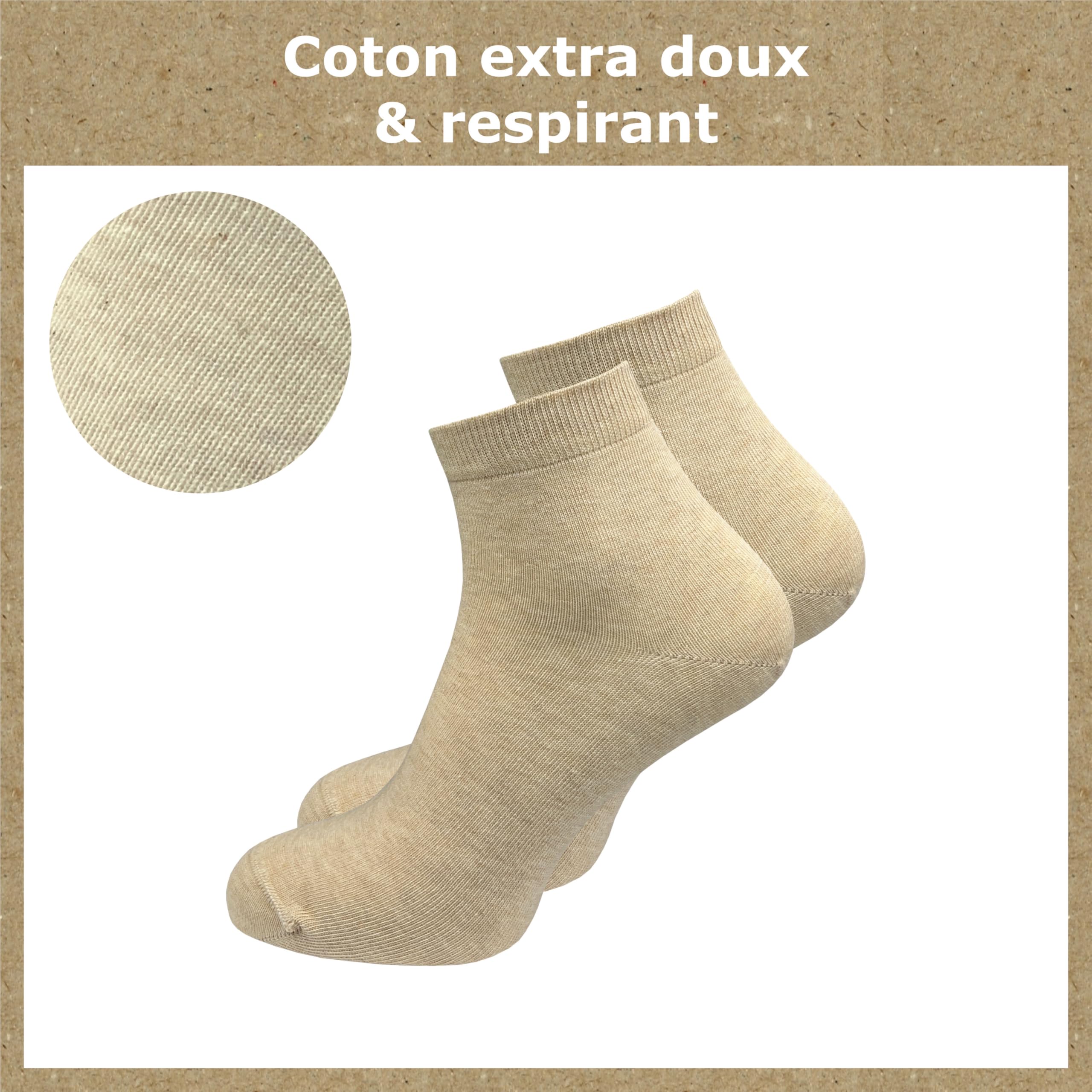 GAWILO Chaussettes quarter 100% coton pour femmes (6 ou 10 paires) | Plus longues que des socquettes, couvrent la cheville