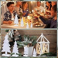Vista 7 de 4 piezas de madera para árbol de Navidad decoración de mesa de madera rústica árboles de Navidad centros de mesa decoración de bandeja escalonada