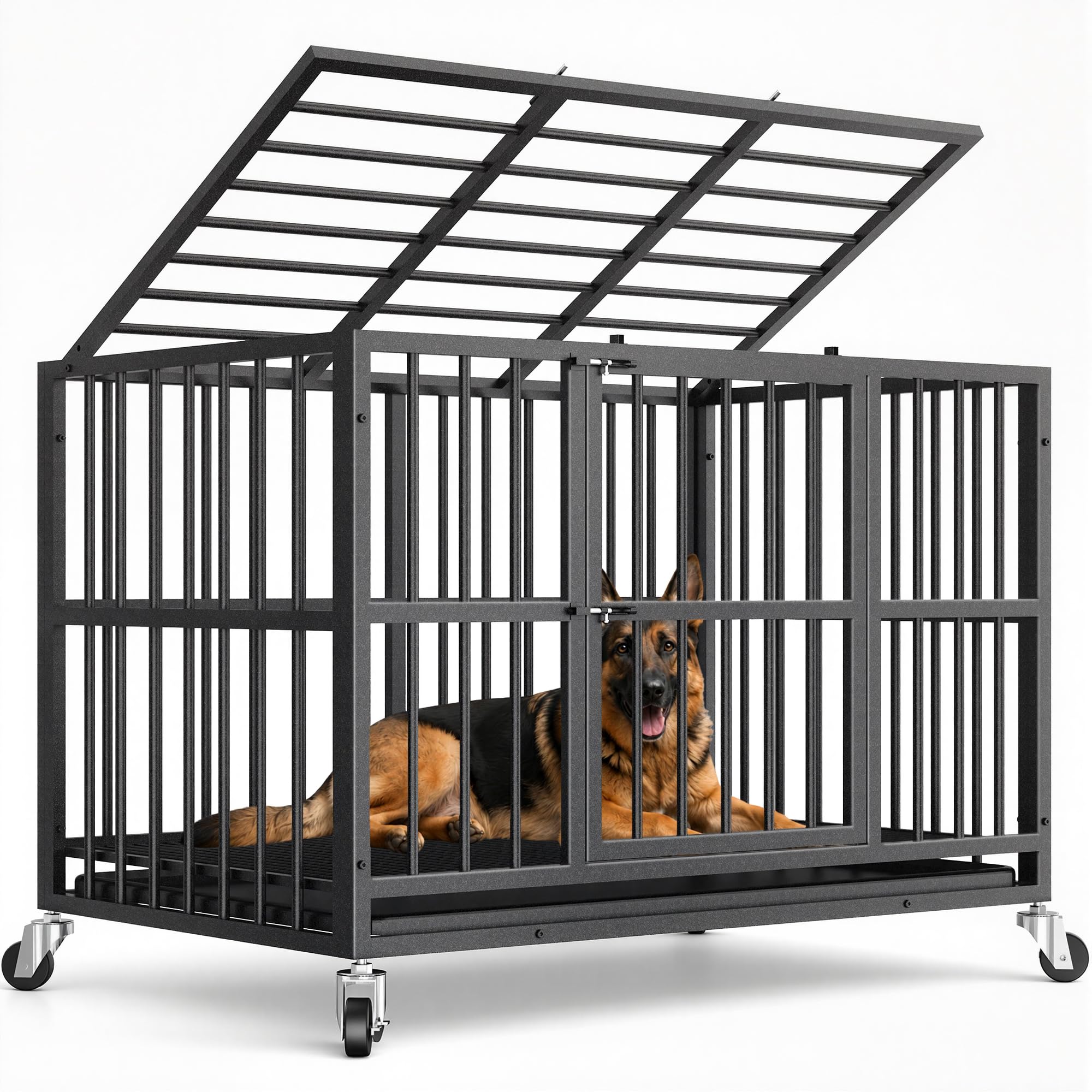 48 Inch Heavy Duty Dog Crate Steel Escape Proof