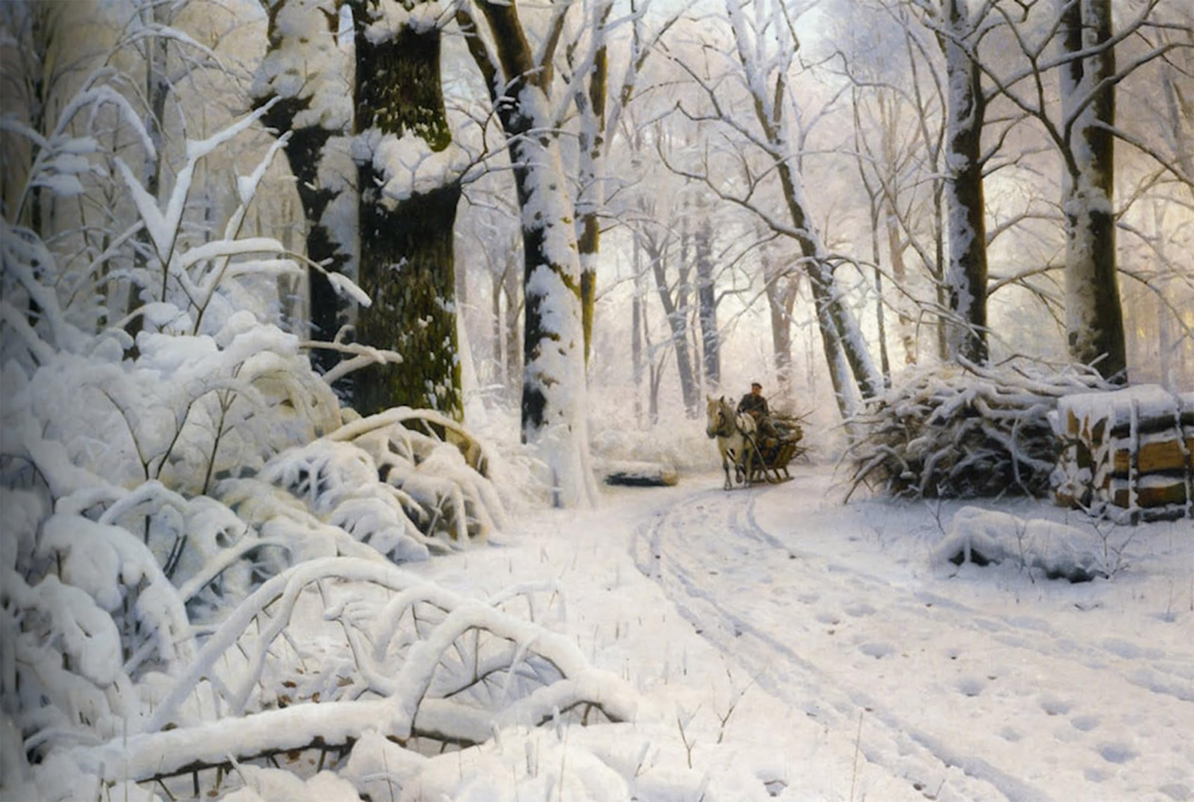 POSTERIIk Vintage Art Print Images Pictures Print Wood in Snow Modern Colour Posters for Office Home Decor 60x90cm