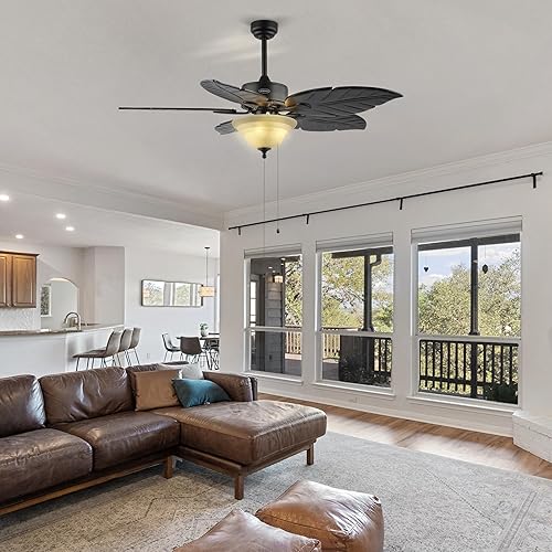 Miniatura 6 de JONATHAN Y JYL9720A Poinciana - Ventilador de techo LED de 52 pulgadas con 3 luces estilo costero bohemio de hierromadera con cadena de tracción,