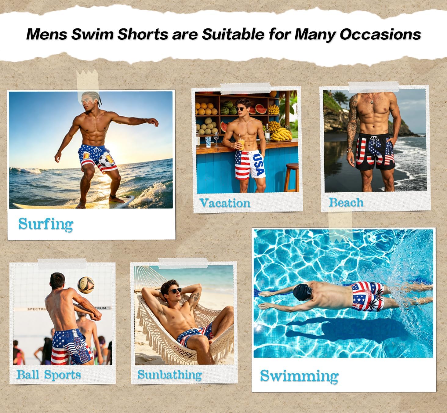 MADHERO Mens Swim Trunk Funny Pattern Bathing Suit with Mesh Lining Swimming Shorts