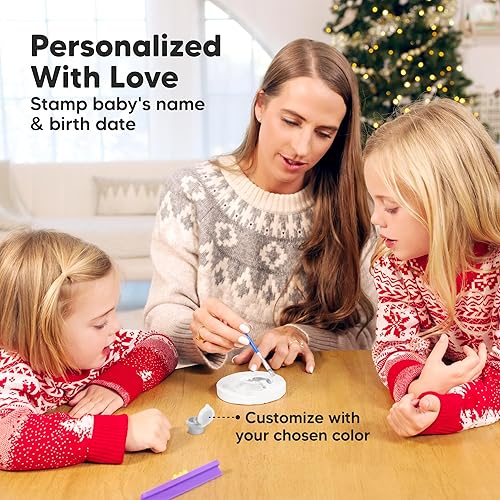 Miniatura 31 de Kit de recuerdo para decoración de huellas de bebé con diseño de huellas de bebé para recién nacido, kit de arte de memoria para bebé, regalos