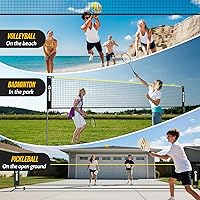 Vista 7 de Volleyball Badminton Pickleball 3-in-1 Combo Net Set for Backyards, 5.1-7.4ft Adjustable Height Freestanding Indoor Sports Nets, Portable 17ft