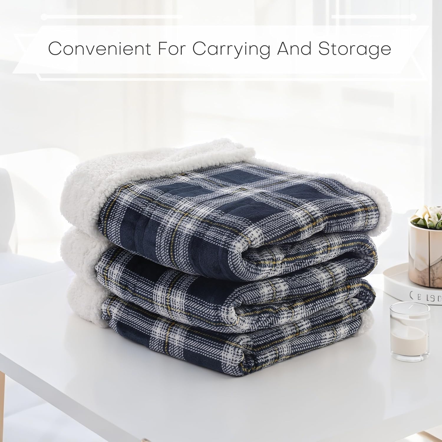 Electric Heated Blanket Full Size 72"x84" - Microplush & Sherpa Fabric Dual-Sided, 9 Heat Settings & 1-10 Hours Auto Off , Cozy Warming Throw for Home, Office, or Bed, Machine Washable, Geometric Grid - Image 5