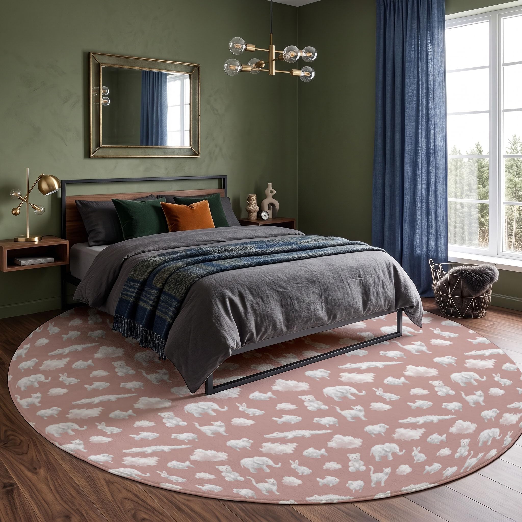 Tapis Animaux De Dessin Animé Mignons Rond 160cm