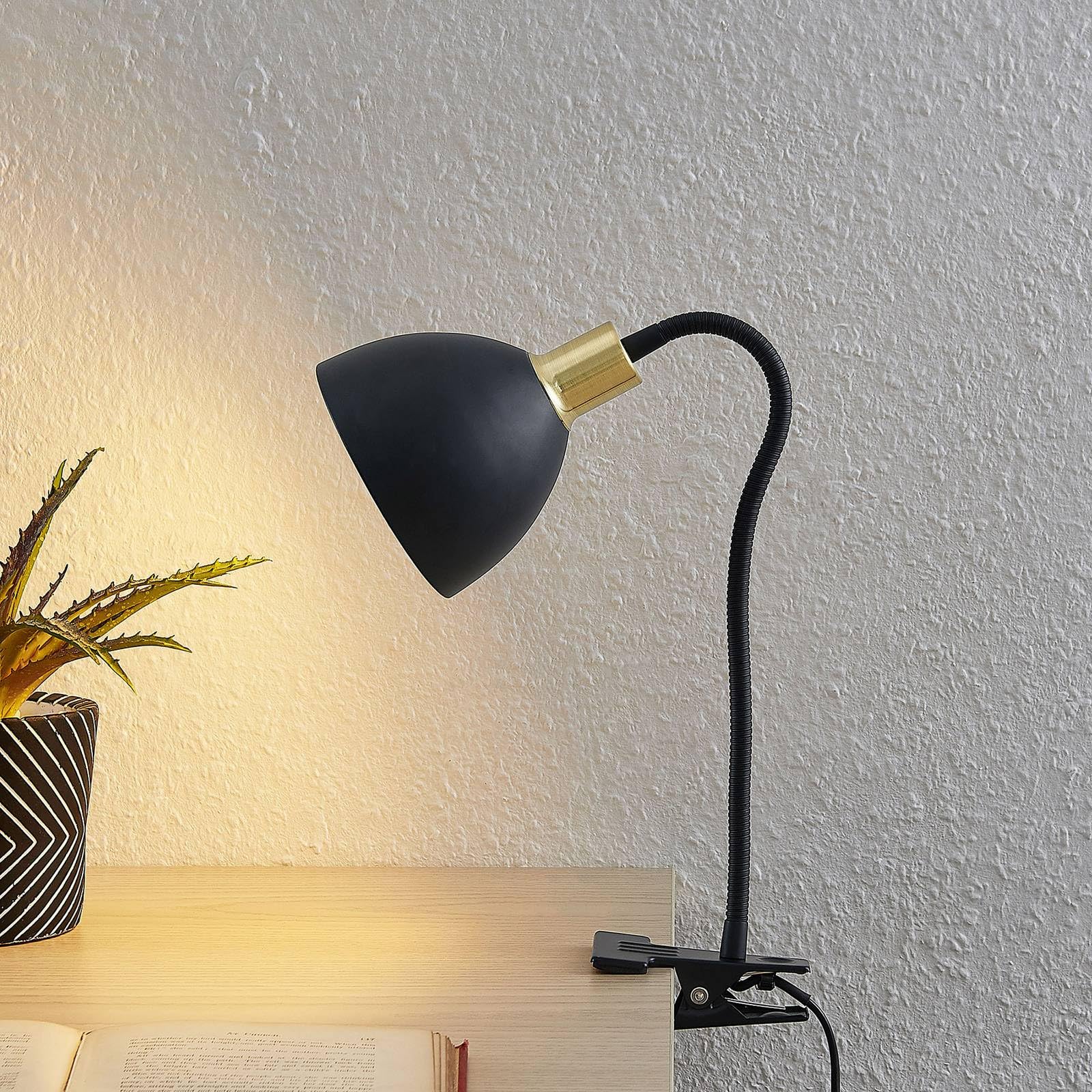 Lindby Lampe à pince Genora (Moderne) en Noir Métal e. a. pour Salon & Salle manger (1 lampe,à E14), poser lampe liseuse