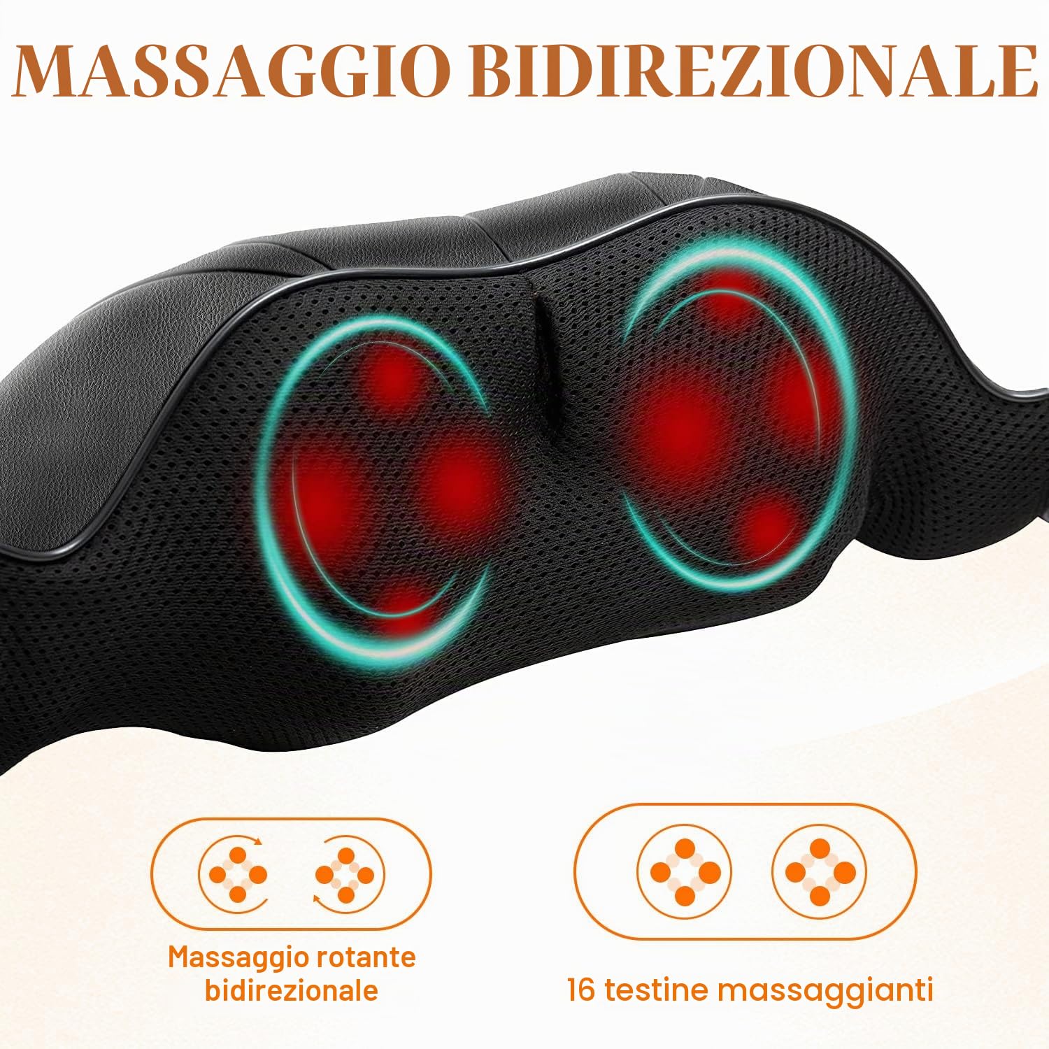 Massaggiatore Cervicale Shiatsu Collo e Massaggiatore Posteriore Con Funzione lenitiva e Calda Massaggio 3D Profondo per Alleviare il Dolore Muscolare a Spalle Adatto per Casa Ufficio Come Regalo