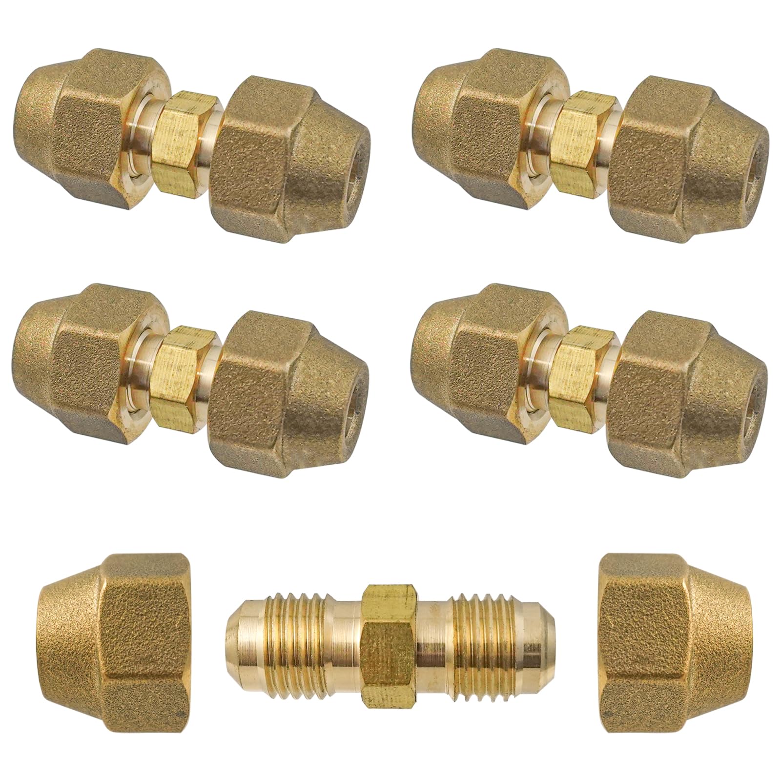 TTQiAnJ 4 Pieces 1/4 Inch Air Conditioning Split Connection Nipples,Brass Pipe Extension Joint Connector,6.35 mm Double Nipple for Copper Pipes,No Welding Required