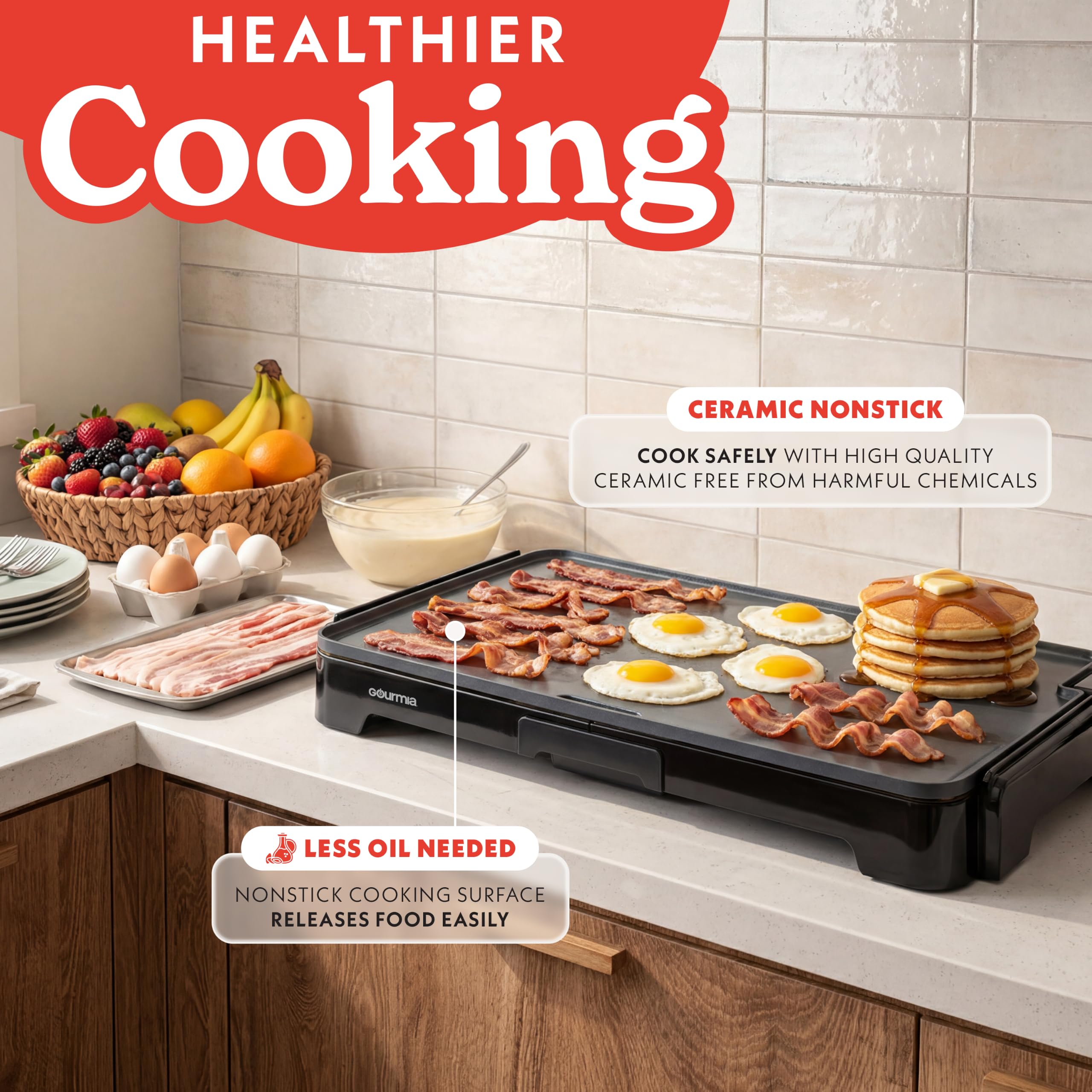 Gourmia Electric Griddle - 22" XL Nonstick -4