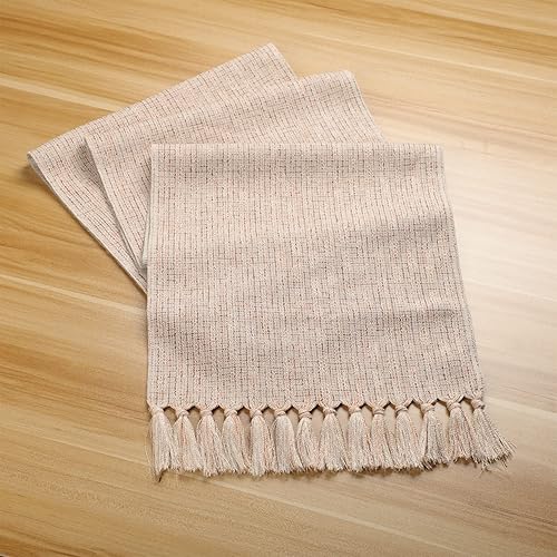 Miniatura 1 de TEYOON Camino de mesa de arpillera estilo granja de 72 pulgadas de largo, camino de mesa de comedor tejido rústico beige para uso diario, 13 x 72