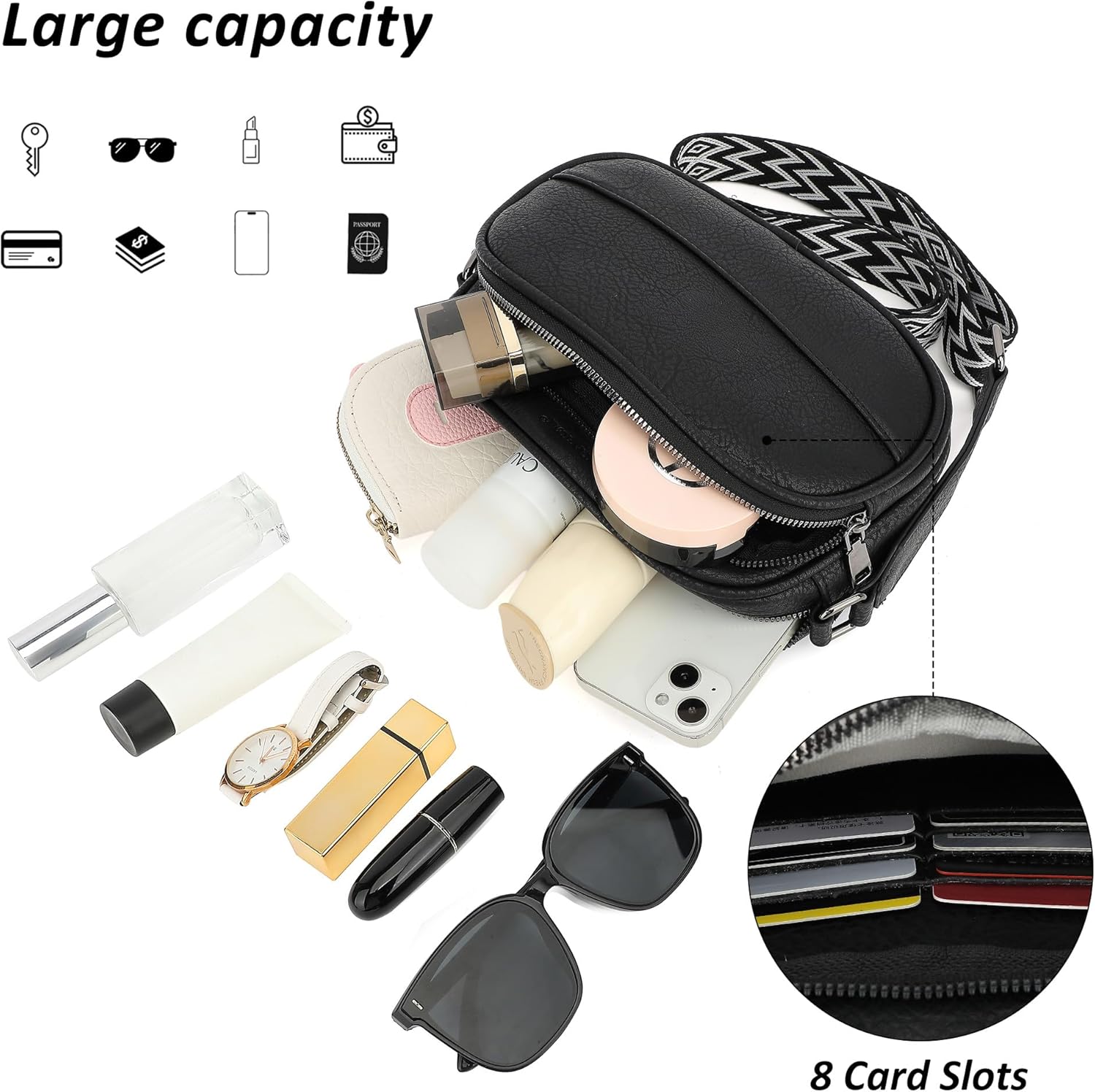 TANTOMI Crossbody Bags for Women Crossbody Purse Cross Body Shoulder Purse Trendy Vegan Leather with Wide Strap - Image 6